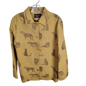 Giancarlo Ferrari Size 12 Shirt Jacket Zoo Safari Jungle Big Cat Tiger Lined Vtg